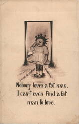 Cobb X. Shinn Crying Girl, Nobody Loves a Fat Man Postcard
