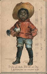 Boy with Rooster I Lubs Yo' Deah Tuck Valentine Series 108 Postcard