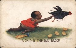 Black Baby Catching Chicken, A Chip O' the Old Block Postcard
