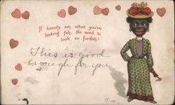 Valentine Caricature Woman If Beauty Am What You're Looking Postcard