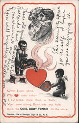 Coal Dust Twins Valentine Cherubs Warming Heart by Wall Postcard