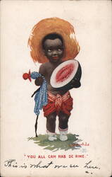 Black Americana Child with Watermelon, C. Bernhardt Wall Postcard