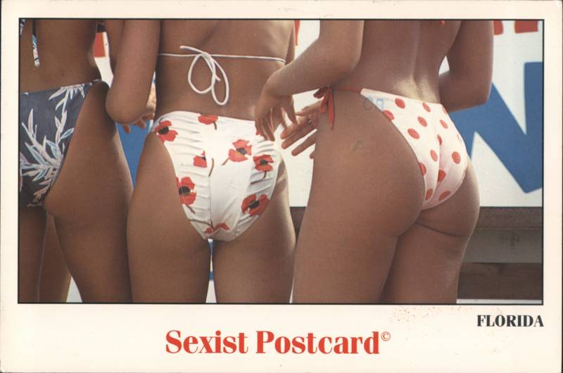 Humorous 'Sexist' Novelty Bikini Models Rear View