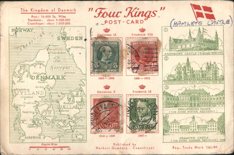 The Kingdom of Denmark Four Kings, Castles and Map