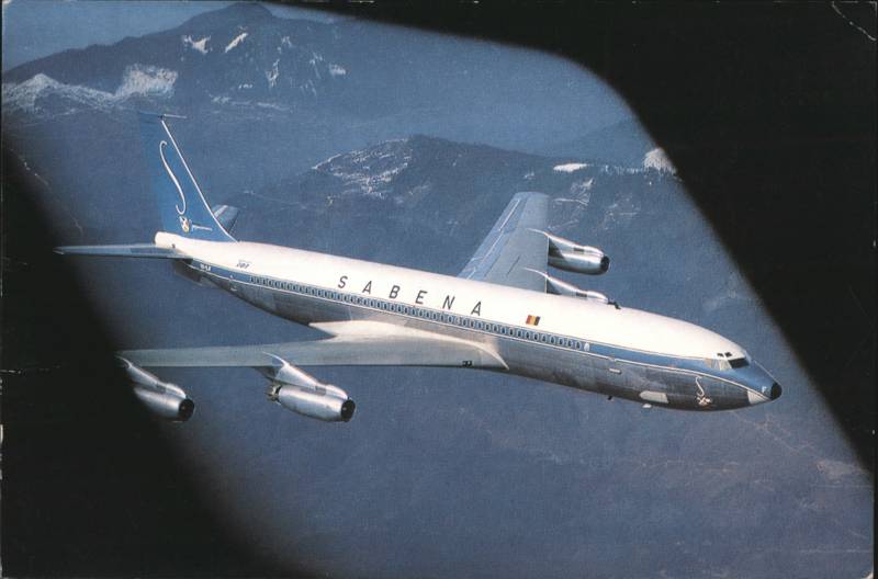 Sabena Belgian World Airlines Boeing 707 Jet in Flight