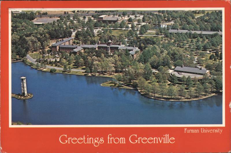 Furman University Aerial View with Bell Tower & Lake