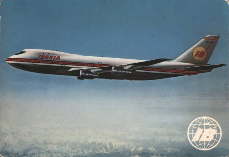 Iberia Airlines Boeing 747 Jet in Flight