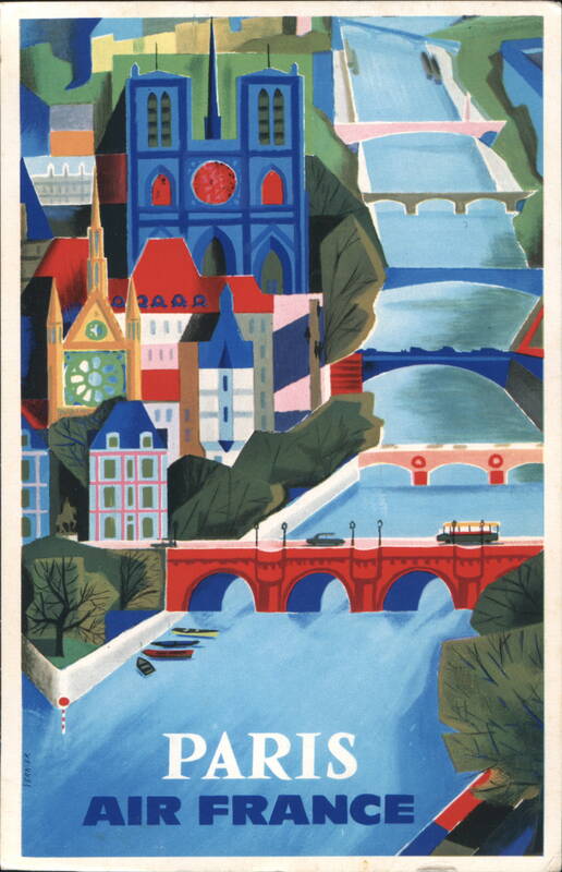 Air France Paris Travel Poster Art by Vernier