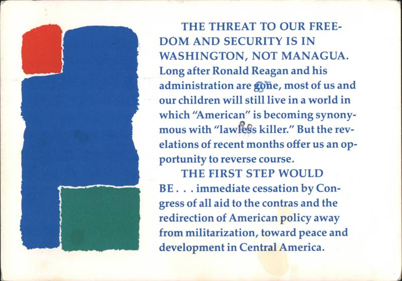 Anti-Contra Aid Village Voice Editorial, SF Bookstores
