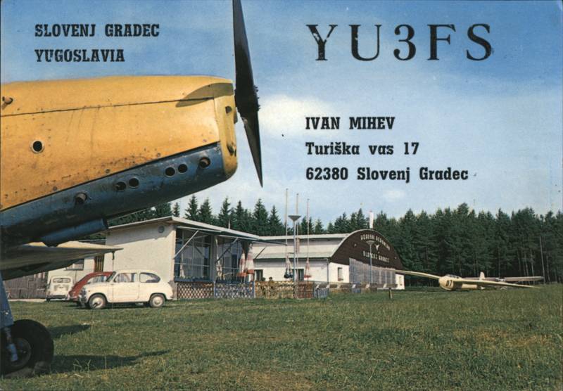 Airfield Letališče with Airplanes YU3FS QSL