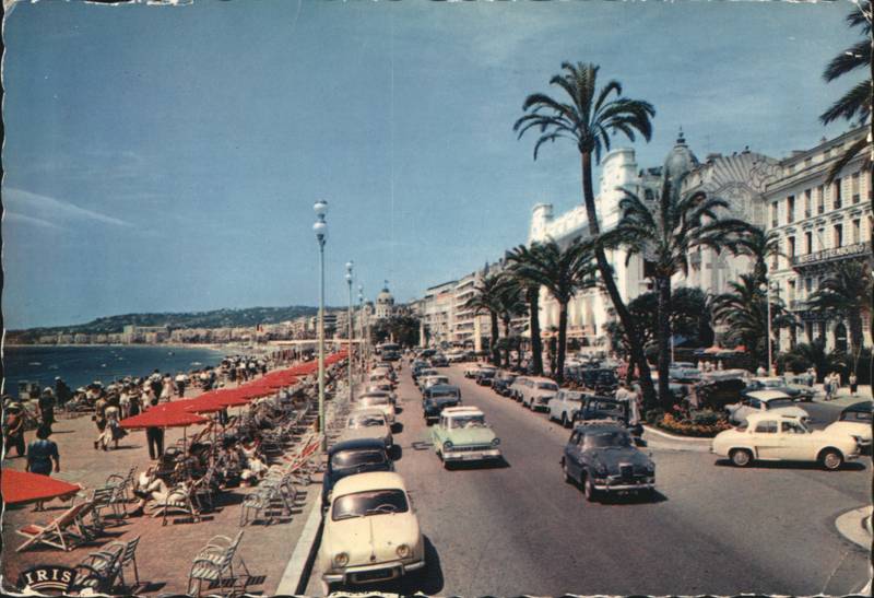 La Promenade des Anglais Traffic and Beach Umbrellas