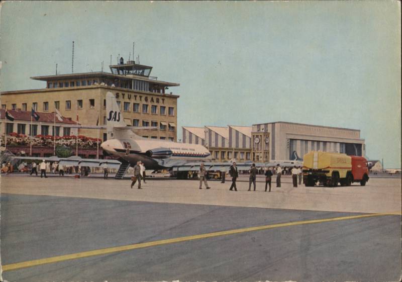 Flughafen-Hotel & SAS Caravelle Jet on Tarmac