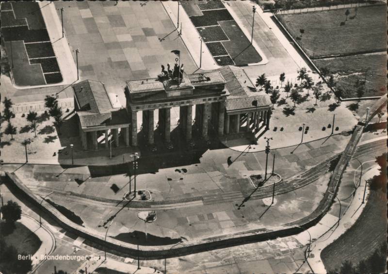 Aerial View of Brandenburger Tor and Berlin Wall