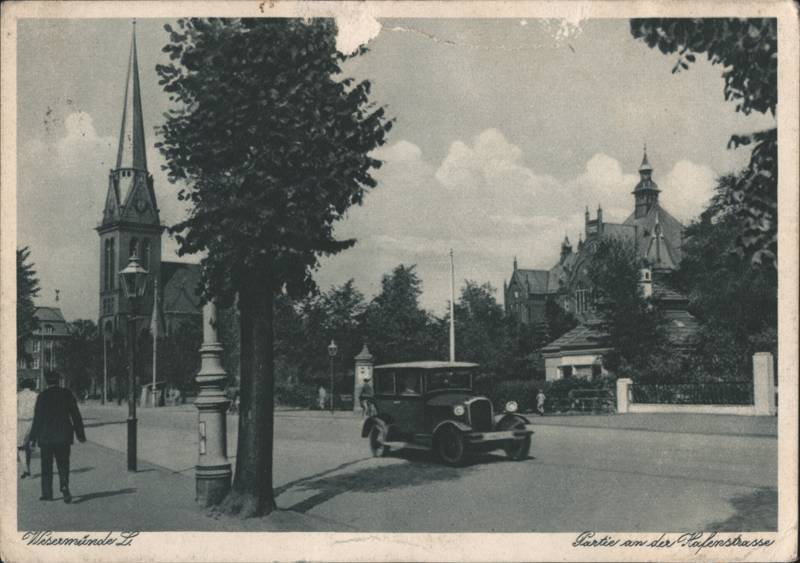 Partie an der Hafenstrasse, Church Spire & Car