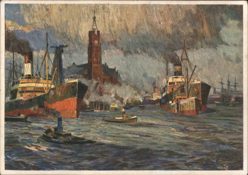 Hafen Kehrwiederspitze Painting by P. E. Gabel