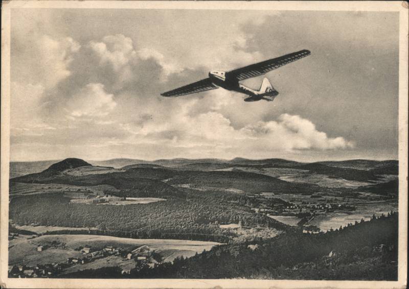 Glider Askania in Flight Over the Rhön from Wasserkuppe