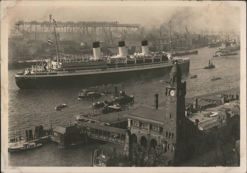 Ocean Liner Cap Arcona Departing Landungsbrücken