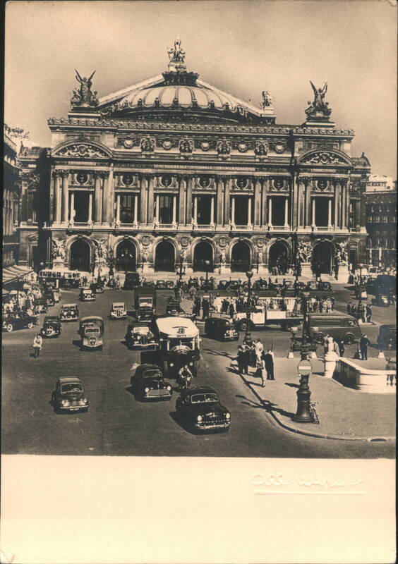 L'Opéra Facade with Street Traffic and Pedestrians