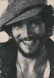 Bruce Springsteen Smiling Portrait in Flat Cap Postcard