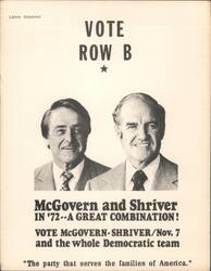 McGovern and Shriver in '72, Vote Row B Postcard