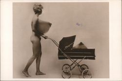 Alfred's Daydreams Surreal Nude with Breast in Pram Postcard
