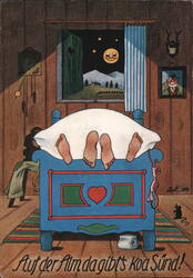 Auf der Alm da gibt's koa Sünd! German Humor Comic Postcard