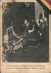 King Leopold III Swearing Constitutional Oath, 1934 Postcard
