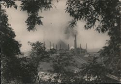 Iron and Steelworks Industrial View with Smokestacks Postcard