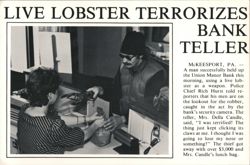 Live Lobster Terrorizes Bank Teller by Richard Watherwax Postcard