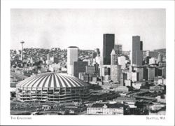 The Kingdome and Downtown City Skyline View Postcard