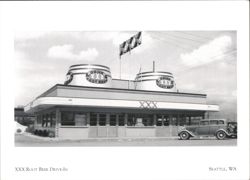 XXX Root Beer Drive-In Double Barreled Building Postcard