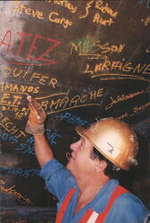 Eurotunnel Worker Signs Final Tunnel Lining Ring Postcard