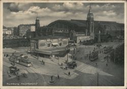 Hauptbahnhof Forecourt with Trams and Traffic Postcard