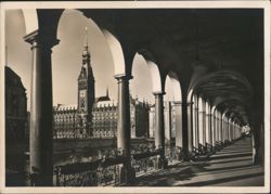 Alsterarkaden Looking Toward the Rathaus Postcard