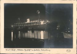 K.d.F. Schiff Wilhelm Gustloff in festlicher Beleuchtung Postcard