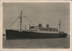 M.S. St. Louis Ocean Liner with Signal Flags Postcard