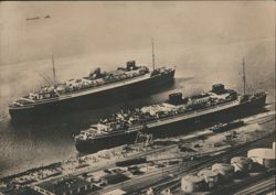 Norddeutscher Lloyd Ocean Liners Bremen and Europa Postcard