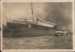 Ocean Liner SS Bremen in Floating Dry Dock Postcard