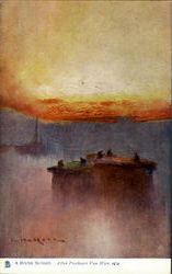 A River Sunset Tuck's Oilette Series Postcard Postcard