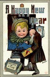 A Happy New Year Father Time Postcard