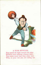 A Bum Bowler Bowling Postcard Postcard