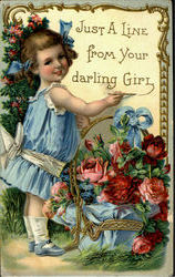 Just A Line From Your Darling Girl Postcard