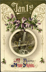 Jan 1St A Happy New Year Postcard