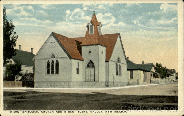 Episcopal Church And Street Scene Gallup New Mexico