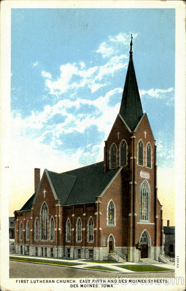 First Lutheran Church, East Fifth and Des Moines Streets Iowa