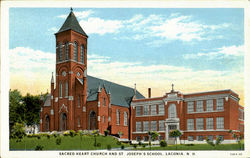 Sacred Heart Church And St. Joseph's School Laconia, NH Postcard Postcard