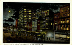 Canal Street By Night The Broadway Of New Orleans Postcard