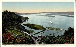 Rooster Rock & Salmon Cannepy From Crown Point Postcard