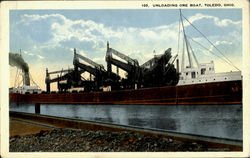 Unloading Ore Boat Toledo, OH Postcard Postcard