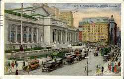 The N. Y. Public Library And Fifth Avenue Postcard